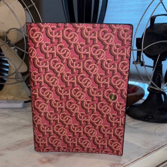 Coach Notebook with Signature Monogram Print Gold Rouge Leather Canvas NWOT - Picture 1 of 10